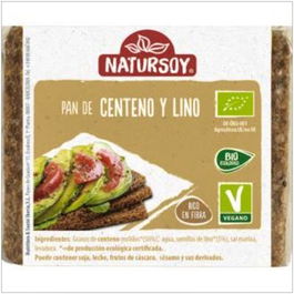 NATURSOY Pan de Centeno y Lino 500Gr. Pan Vegano con Granos Integrales de Centeno y Semillas de Lino Ecológicas