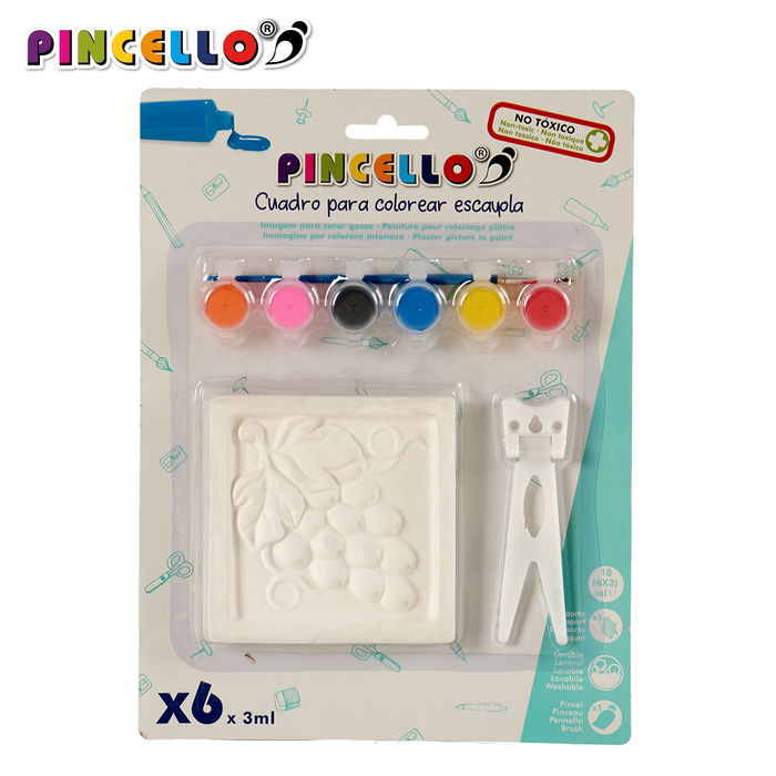 Pincello Cuadro Escayola Para Colorear Surtido 6 Unidades 22 x 29 x 2 cm (Set de 24)