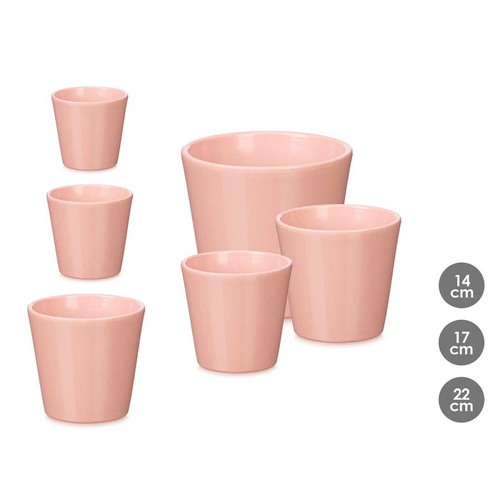 Ibergarden Set de 3 Macetas Cónicas Rosa Mate Ibergarden Set de 3 Macetas Cónicas Rosa Mate