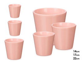 Ibergarden Set 3 Macetas Cónicas Rosa Mate 14 cm, 17 cm, 22 cm