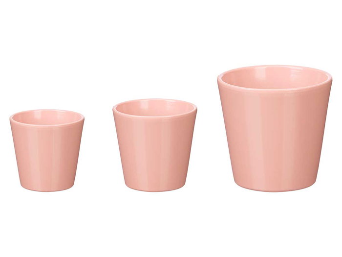 Ibergarden Set 3 Macetas Cónicas Rosa Mate 14 cm, 17 cm, 22 cm