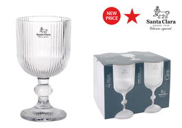 La Mediterranea - Set de 4 Copas de Agua o Vino "Cies" de 360 cc, Cristal Transparente, 9x9x16.5 cm, para Colección Sonella (9 Cajas)