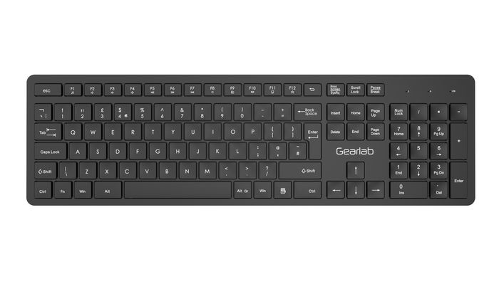 eSTUFF Teclado con cable USB G220, distribución Reino Unido (UK/Inglés), tamaño completo, perfil bajo, teclas silenciosas