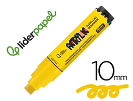 Liderpapel Rotulador Acrilico Base Agua Todo Tipo de Superficie Punta Rectangular 10 mm Amarillo