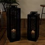 Home Deco Factory Juego de 2 Farolillos Metal Negro Colección Mirage