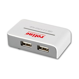 ROLINE Hub USB 2.0 de 4 Puertos con Fuente de Alimentacion, Cable de 0.5 m, Color Gris y Blanco, Plástico
