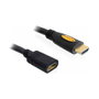 DeLOCK Cable HDMI de alta velocidad con Ethernet de 2 m, Hembra/Hembra, Negro
