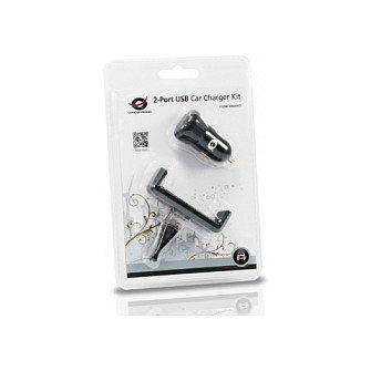 Conceptronic CUSBCAR2AKIT Cargador de Coche 2 Puertos USB-A 10W Negro