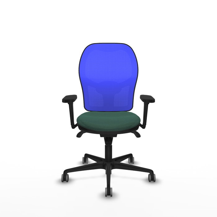 PIQUERAS Y CRESPO Silla de oficina Jorquera con mecanismo Sincro, brazos 3D y tapizado verde botella/azul