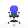 PIQUERAS Y CRESPO Silla de oficina Jorquera con mecanismo Sincro, brazos 3D y tapizado verde botella/azul