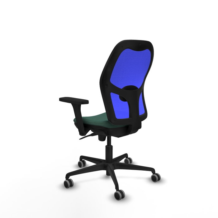PIQUERAS Y CRESPO Silla de oficina Jorquera con mecanismo Sincro, brazos 3D y tapizado verde botella/azul