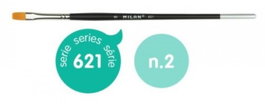 MILAN Pincel Sintético Plano Nº 2 Serie 621 Mango Corto (Pack de 6)