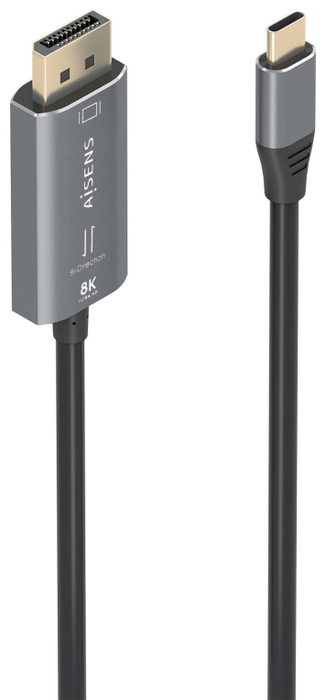 Aisens Cable Conversor Bidireccional USB-C a DisplayPort 8K@60Hz, 1.8m, Negro
