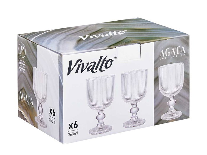 Vivalto Copa Transparente Rayas 260 ml Vidrio 7,9x14,4x7,9 cm (Set de 24)