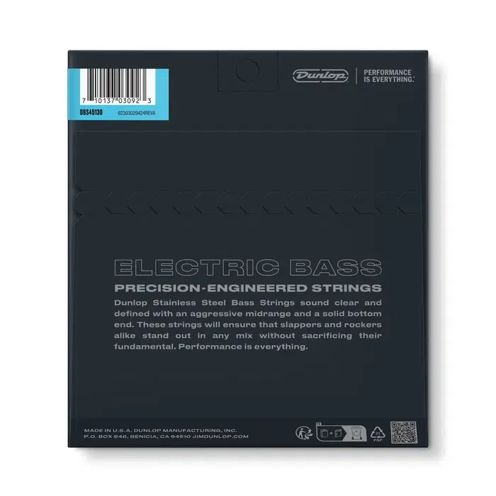 Dunlop Juego Bajo Stainless Steel 5 St. 45-130 Cuerdas para Bajo Eléctrico Acero Inoxidable Tono Brillante Dunlop Juego Bajo Stainless Steel 5 St. 45-130 Cuerdas para Bajo Eléctrico Acero Inoxidable Tono Brillante