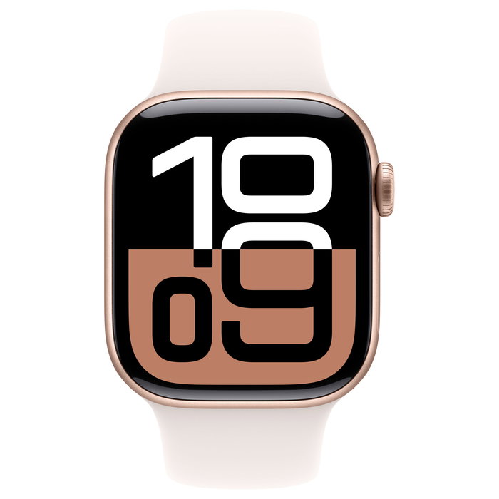Apple Watch Series 10 GPS + Cellular 42mm Caja de Aluminio Oro Rosa con Correa Deportiva Light Blush S/M, 64 GB, 4G, watchOS 11, Resistente al Agua