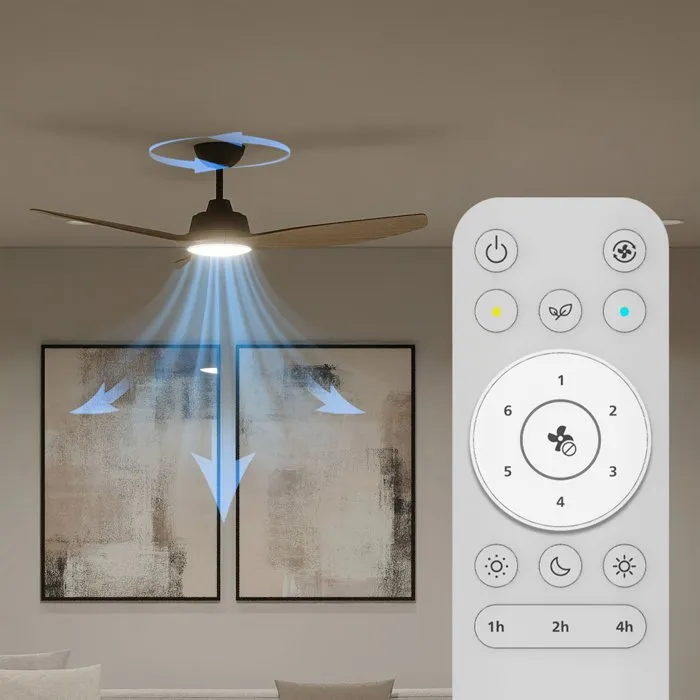 Philips Ventilador de techo Olas Fan con luz LED regulable hasta 6500K, aspas fijas, 35W ventilador + 24W luz, mando a distancia