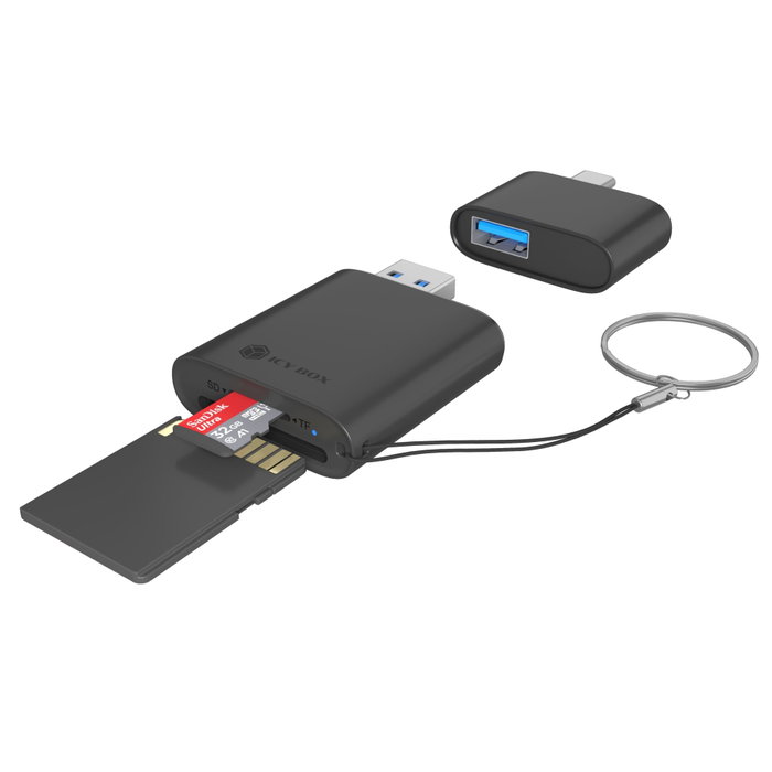 ICY BOX IB-CR204-CU3 Lector de tarjetas 2 en 1 USB 3.2 Gen 1 Type-A/Type-C ICY BOX IB-CR204-CU3 Lector de tarjetas 2 en 1 USB 3.2 Gen 1 Type-A/Type-C