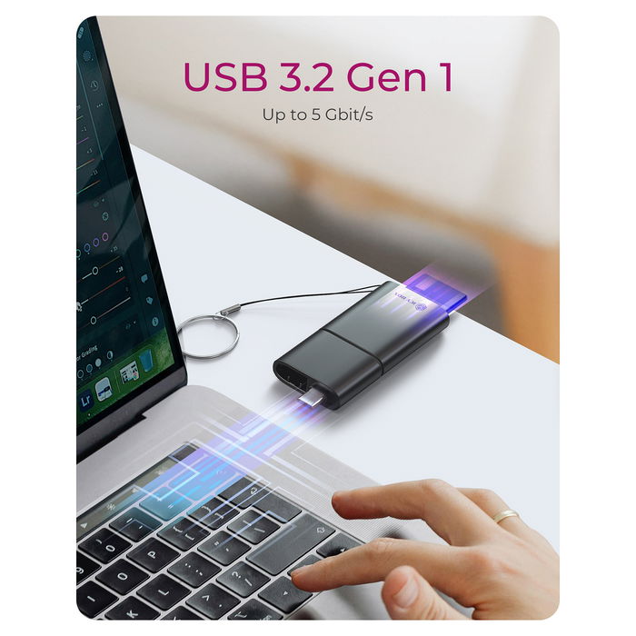 ICY BOX IB-CR204-CU3 Lector de Tarjetas 2 en 1 USB 3.2 Gen 1 para Tarjetas SD y microSD