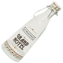 Home Deco Factory Botella de Vidrio 1 L con Asa y Cierre Mecánico - Colección Grand Hotel