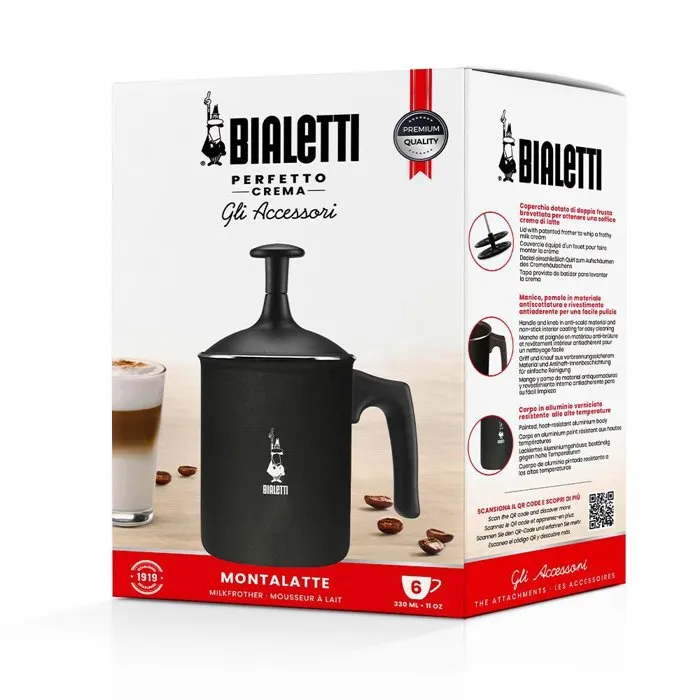 Bialetti Espumador de Leche Manual Perfetto Crema - 330 ml - Negro Bialetti Espumador de Leche Manual Perfetto Crema - 330 ml - Negro