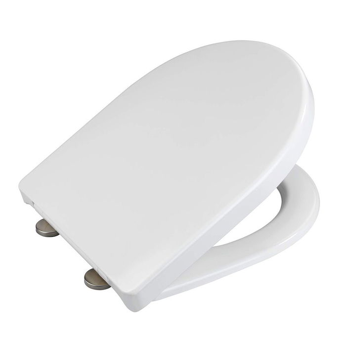Wenko Tapa WC Habos con Dispositivo de Descenso Automático Easy-Close y Sujeción Fix-Clip de Acero Inoxidable, Thermoplast, Incluye Tornillería