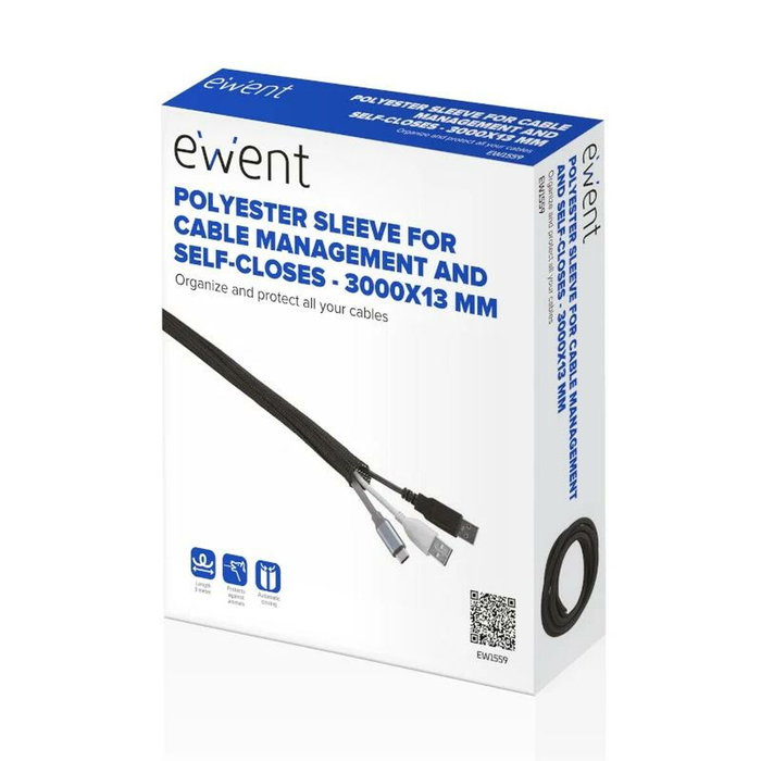 Ewent EW1559 Organizador de cables Universal Negro 3m Ewent EW1559 Organizador de cables Universal Negro 3m
