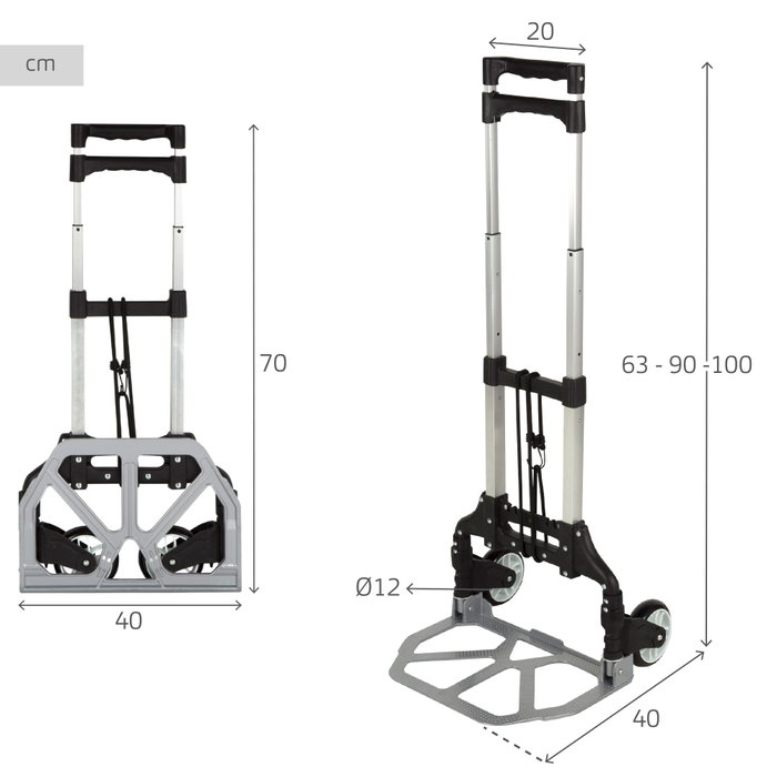 Aktive Carro multiusos extensible 40x40x63/100 cm Aktive Carro multiusos extensible 40x40x63/100 cm