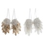 DKD Home Decor Decoración Colgante Pluma y Alas Surtido Dorado y Blanco