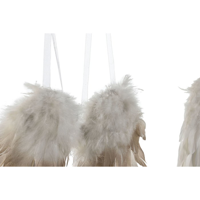 DKD Home Decor Decoración Colgante Pluma y Alas Surtido Dorado y Blanco