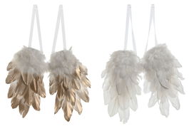 DKD Home Decor Decoración Colgante Navidad Moderna Dorado Blanco 28 x 33 x 4 cm (2 Unidades)