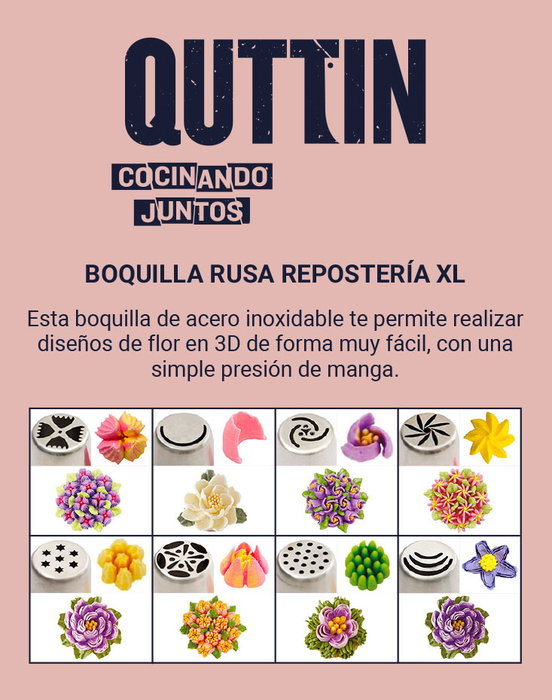 Quttin Boquillas Rusas XL Repostería 6.5 cm Ancho, 4 cm Alto, 10.5 cm Largo (48 Unidades) Quttin Boquillas Rusas XL Repostería 6.5 cm Ancho, 4 cm Alto, 10.5 cm Largo (48 Unidades)