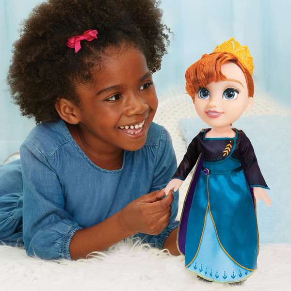 Jakks Pacific Muñeca Frozen Anna Disney 38 cm con voz en español, inglés, francés, italiano, neerlandés