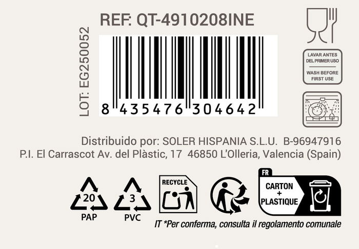 Inde Batería de Cocina 8 Piezas Acero Inoxidable para Inducción Colección Genova - 48.1 cm Largo, 26 cm Ancho, 17.1 cm Alto (2 Unidades)