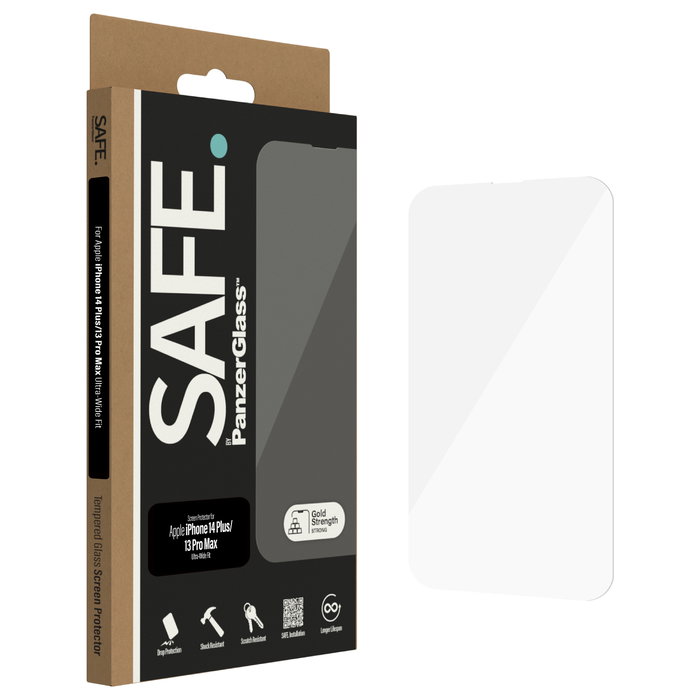 PanzerGlass SAFE. by ® Screen Protector para iPhone 14 Plus | 13 Pro Max Ultra-Wide Fit