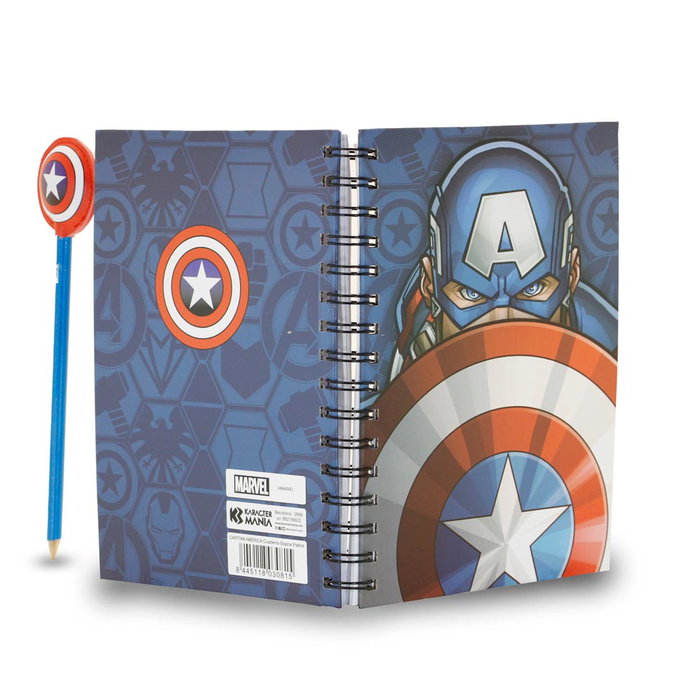 Caja Regalo con Cuaderno y Lápiz Fashion Patriot Marvel Capitán América Multicolor