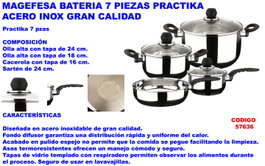MAGEFESA Batería de Cocina Practika de 7 Piezas en Acero Inoxidable