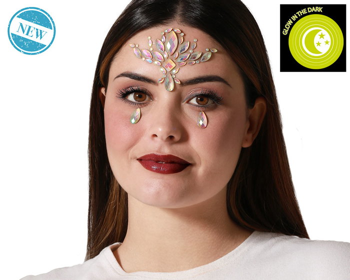 Joyas faciales adhesivas iridiscentes glow in the dark con lágrimas Joyas faciales adhesivas iridiscentes glow in the dark con lágrimas