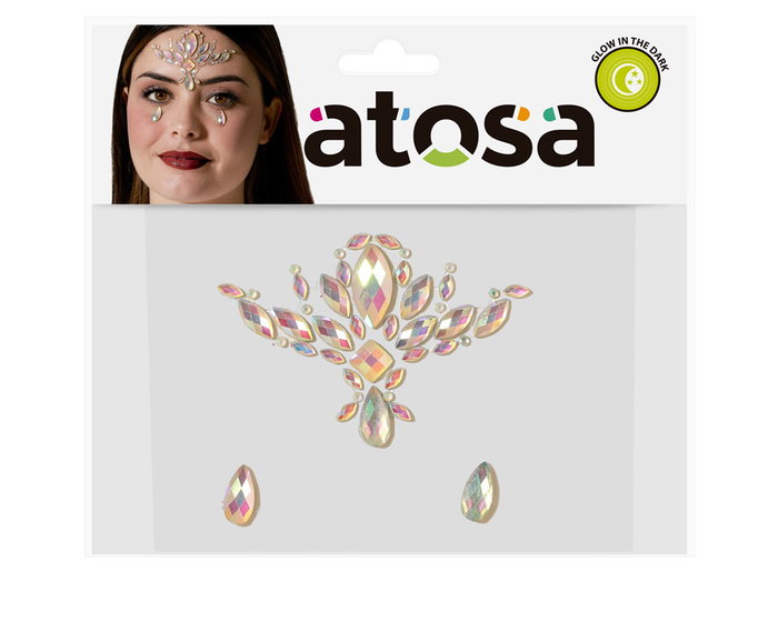 Joyas faciales adhesivas iridiscentes glow in the dark con lágrimas Joyas faciales adhesivas iridiscentes glow in the dark con lágrimas