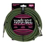 Ernieball Cable de Instrumento Trenzado Jack-Jack Negro/Verde 5,49 M