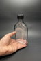Hermia Juego de Botellas de Vidrio 5 Piezas 200 ml Transparente y Negro Material Vidrio Dimensiones 15,5 x 7,5 cm Apto Lavavajillas