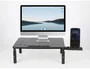 Q-connect Soporte para monitor metálico regulable en altura con soporte para móvil