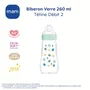 MAM Biberón de Vidrio 260 ml - 0 a 6 meses - Flow Teat 2 - Azul