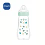 MAM Biberón de Vidrio 260 ml - 0 a 6 meses - Flow Teat 2 - Azul