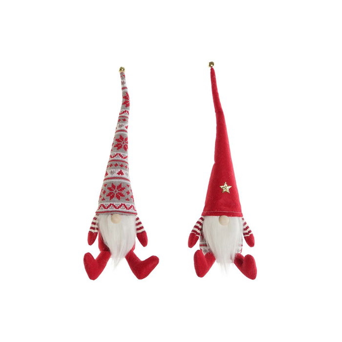 DKD Home Decor Surtido de 2 Figuras de Gnomo Rojo y Blanco