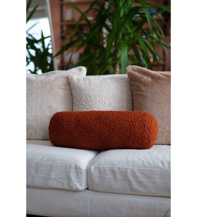 Aberto Design Cojín Teddy Roller Brick 50x14x14 cm Poliéster Reciclado y Silicona Confortable Lavable a Máquina