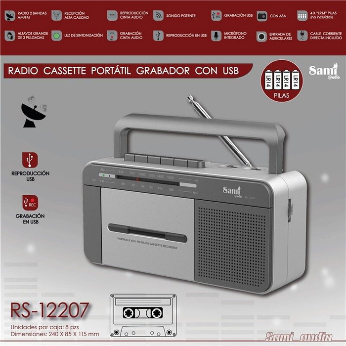SAMI Radio cassete de 2 bandas con grabador USB SAMI Radio cassete de 2 bandas con grabador USB