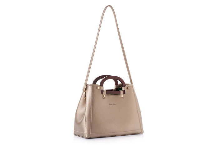 Lucky Bees 1289 Bolso de Cuero de Polivinilo Dorado Elegante para Mujer, Accesorio de Moda Versátil y Funcional con Bolso Interior Lucky Bees 1289 Bolso de Cuero de Polivinilo Dorado Elegante para Mujer, Accesorio de Moda Versátil y Funcional con Bolso Interior