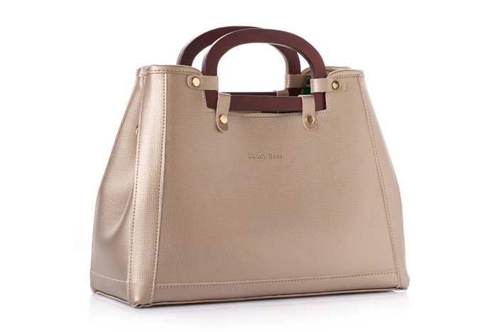 Lucky Bees 1289 Bolso de Cuero de Polivinilo Dorado Elegante para Mujer, Accesorio de Moda Versátil y Funcional con Bolso Interior Lucky Bees 1289 Bolso de Cuero de Polivinilo Dorado Elegante para Mujer, Accesorio de Moda Versátil y Funcional con Bolso Interior