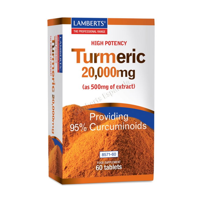 Lamberts Cúrcuma 20000 mg 60 tabletas Extracto con Curcumina 95% Lamberts Cúrcuma 20000 mg 60 tabletas Extracto con Curcumina 95%